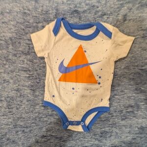 Nike White and Blue Baby Bodysuit